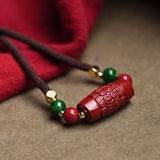 Cinnabar DZI Beads Necklace Pendant Tibetan Jewelry Lucky Talisman