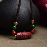 Cinnabar DZI Beads Necklace Pendant Tibetan Jewelry Lucky Talisman