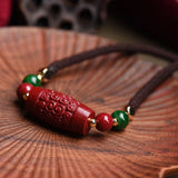 Cinnabar DZI Beads Necklace Pendant Tibetan Jewelry Lucky Talisman