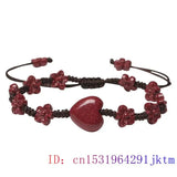 Cinnabar Heart Bracelet Women Men Jewelry Bangle Gemstone Amulet Beaded