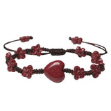 Cinnabar Heart Bracelet Women Men Jewelry Bangle Gemstone Amulet Beaded