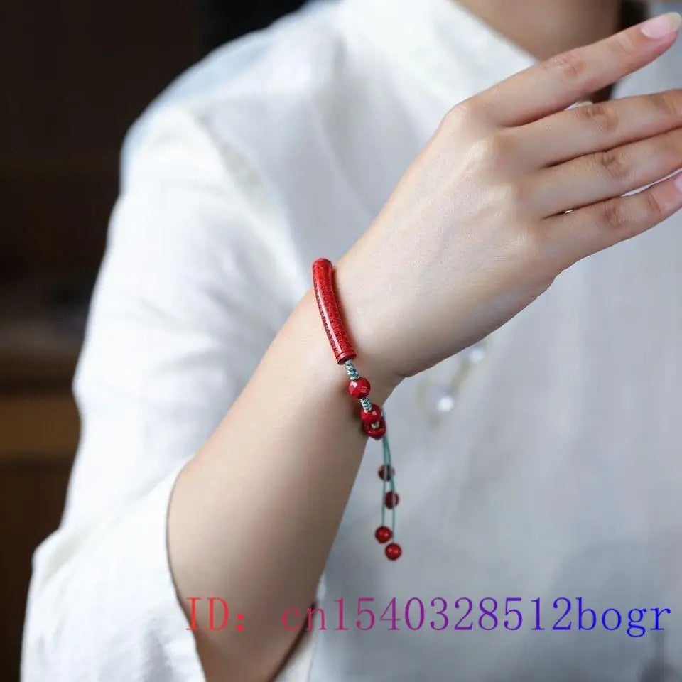 Cinnabar Heart Sutra Bracelet Amulet Vintage Talisman Natural Gift