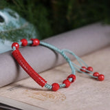 Cinnabar Heart Sutra Bracelet Amulet Vintage Talisman Natural Gift