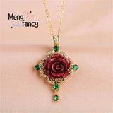 Cinnabar 925 Silver Roses Cheongsam Pendant Amulet