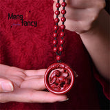 Cinnabar Jade Carved Tiger Dragon Stone Pendant Fine Jewelry Amulets