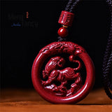 Cinnabar Jade Carved Tiger Dragon Stone Pendant Fine Jewelry Amulets