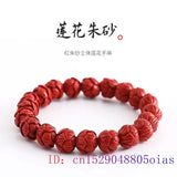 Cinnabar Lotus Bracelet Gemstone Vintage Amulet Talismans Red Natural for Women