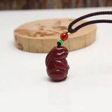 Cinnabar Necklace Pendant Talisman Amulet Little Rabbit Men Women Jewelry