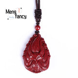 Cinnabar 9 Tailed Fox Pendant Natural Jade Amulet Necklace