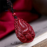 Cinnabar 9 Tailed Fox Pendant Natural Jade Amulet Necklace