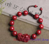 Cinnabar Pixiu Beaded Bracelet Talisman Amulet Charm Bangle