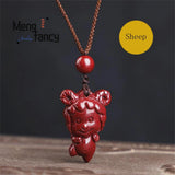 Cinnabar Purple Sand Chinese Zodiac Stone Pendant Jewelry