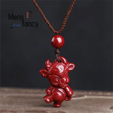 Cinnabar Purple Sand Chinese Zodiac Stone Pendant Jewelry