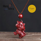 Cinnabar Purple Sand Chinese Zodiac Stone Pendant Jewelry