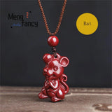 Cinnabar Purple Sand Chinese Zodiac Stone Pendant Jewelry