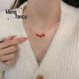 Cinnabar Purple Sand Fortune Beads Clavicle Chain Natural Stone Pendant