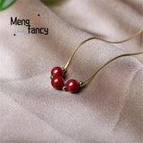 Cinnabar Purple Sand Fortune Beads Clavicle Chain Natural Stone Pendant