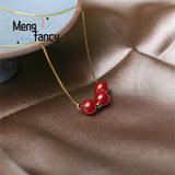Cinnabar Purple Sand Fortune Beads Clavicle Chain Natural Stone Pendant