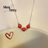 Cinnabar Purple Sand Fortune Beads Clavicle Chain Natural Stone Pendant