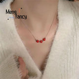 Cinnabar Purple Sand Fortune Beads Clavicle Chain Natural Stone Pendant