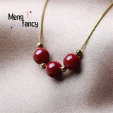 Cinnabar Purple Sand Fortune Beads Clavicle Chain Natural Stone Pendant