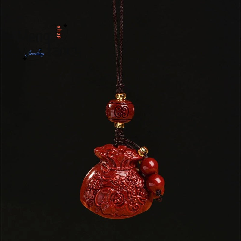 Cinnabar Purple Sand Lucky Bag Keychain Car Pendant Backpack Phone Chain