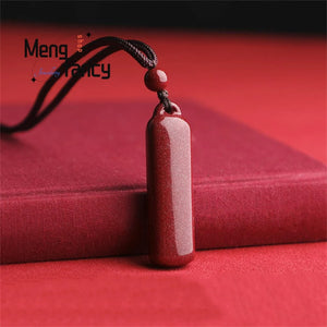 Cinnabar Purple Sand Stone Pendant Jewelry Amulet Men Women Necklace