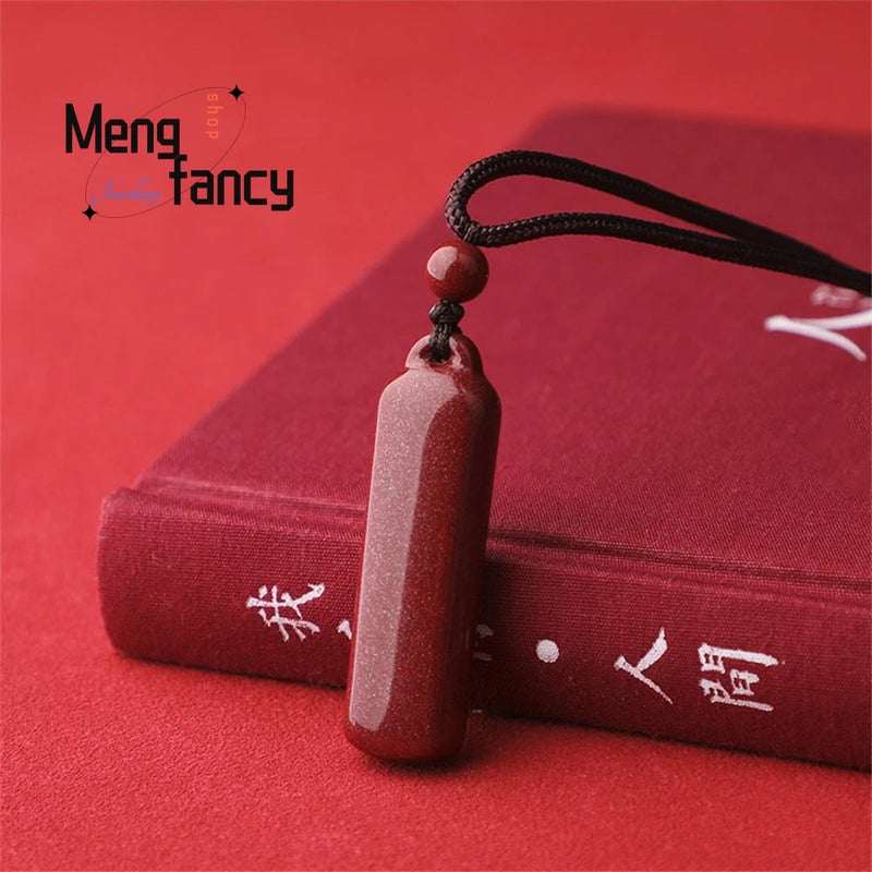 Cinnabar Purple Sand Stone Pendant Jewelry Amulet Men Women Necklace