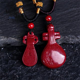 Purple Sand Pipa Guqin Stone Pendant Necklace