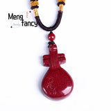 Purple Sand Pipa Guqin Stone Pendant Necklace