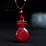 Purple Sand Pipa Guqin Stone Pendant Necklace