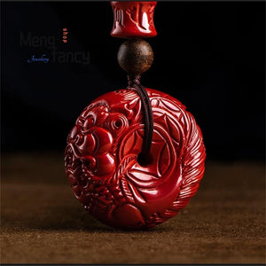 Cinnabar Purple Sand Pixiu Pendant Natural Jade Fine Jewelry Necklace