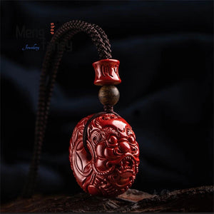 Cinnabar Purple Sand Pixiu Pendant Natural Jade Fine Jewelry Necklace