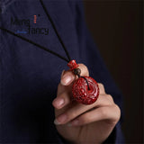 Cinnabar Purple Sand Pixiu Pendant Natural Jade Fine Jewelry Necklace