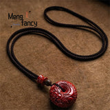 Cinnabar Purple Sand Pixiu Pendant Natural Jade Fine Jewelry Necklace