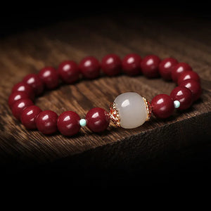Cinnabar Purple Sand Round Beads Bracelet for Men and Women