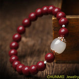 Cinnabar Purple Sand Round Beads Bracelet for Men and Women