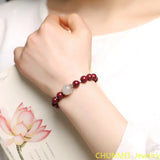 Cinnabar Purple Sand Round Beads Bracelet for Men and Women
