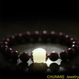 Cinnabar Purple Sand Round Beads Bracelet for Men and Women
