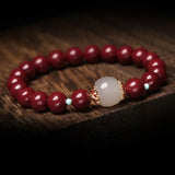 Cinnabar Purple Sand Round Beads Bracelet for Men and Women