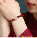 Cinnabar Purple Sand Round Beads Bracelet for Men and Women
