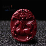 Cinnabar Purple Sand Zodiac Pendant Charms Natural Jade Fine Jewelry Necklace