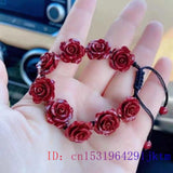 Cinnabar Rose Beaded Bracelet Men Gemstone Natural Accessories Jewelry