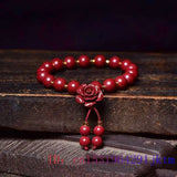 Cinnabar Rose Beaded Bracelet Gemstones Vintage Jewelry