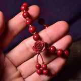 Cinnabar Rose Beaded Bracelet Women Amulets Charms Man Vintage Jewelry