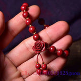 Cinnabar Rose Beaded Bracelet Women Amulets Charms Man Vintage Jewelry
