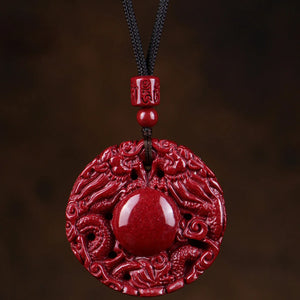 Cinnabar Dragon Pendant Lord Blessing Protection Amulet