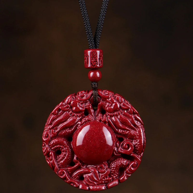 Cinnabar Dragon Pendant Lord Blessing Protection Amulet