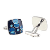 Circle Blister Enamel Silver Plated Cufflinks