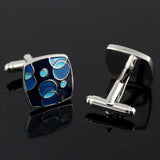 Circle Blister Enamel Silver Plated Cufflinks